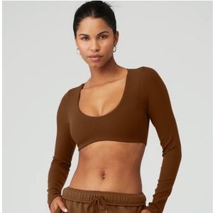 Alo yoga cinnamon goddess ribbed top